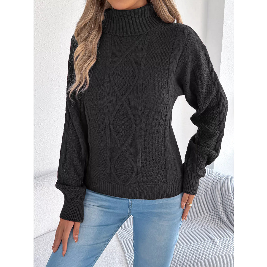 Cable Knit Turtleneck Sweater Apparel and Accessories