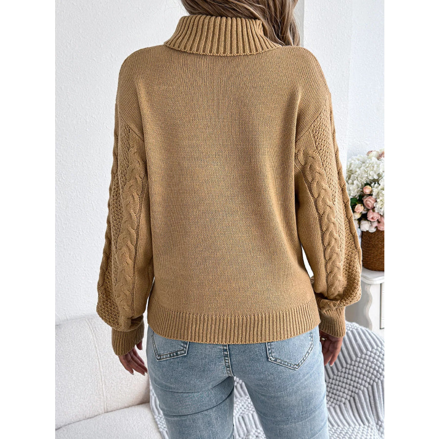 Cable Knit Turtleneck Sweater Apparel and Accessories