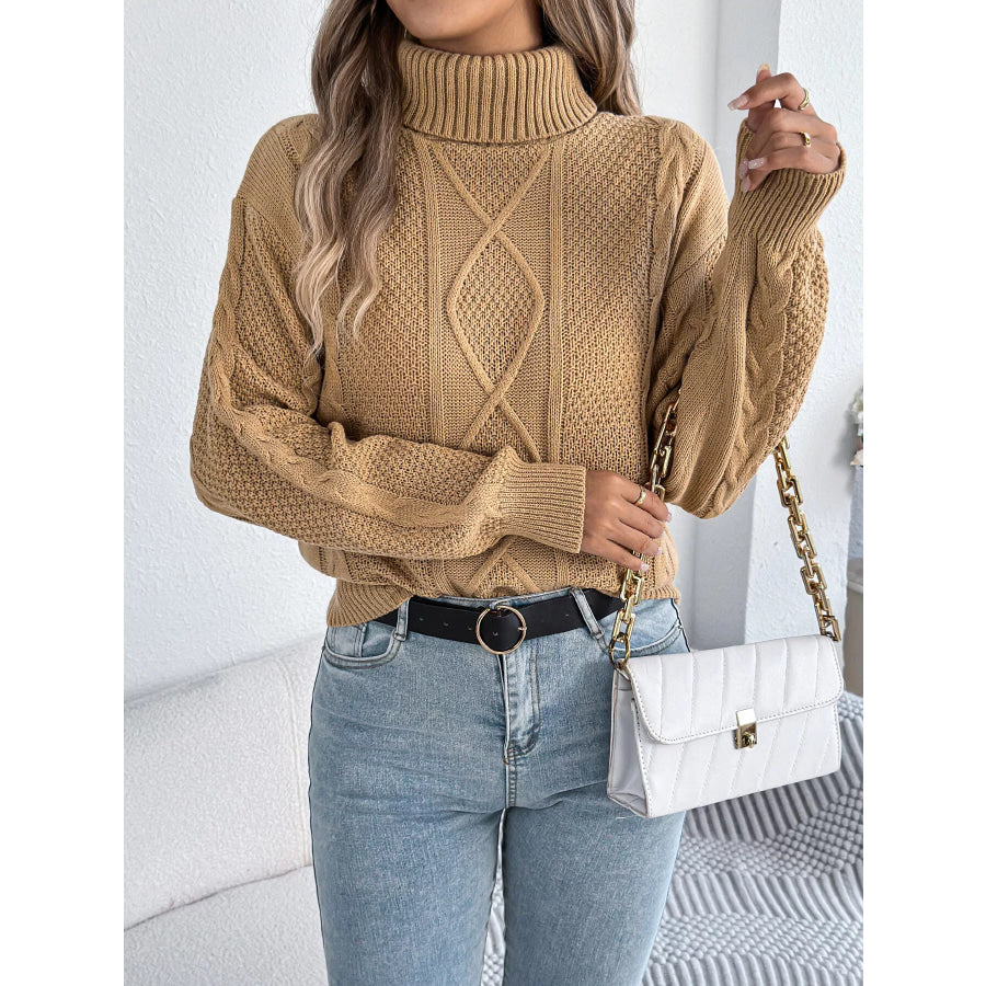 Cable Knit Turtleneck Sweater Apparel and Accessories