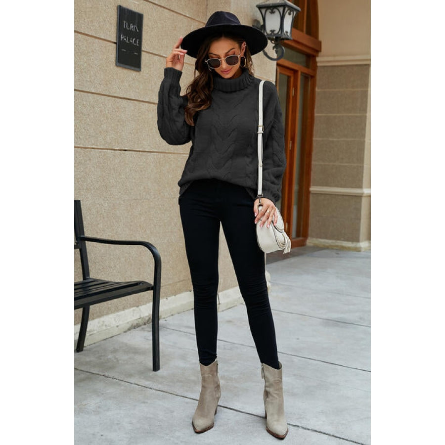 Cable-Knit Turtleneck Sweater Clothing