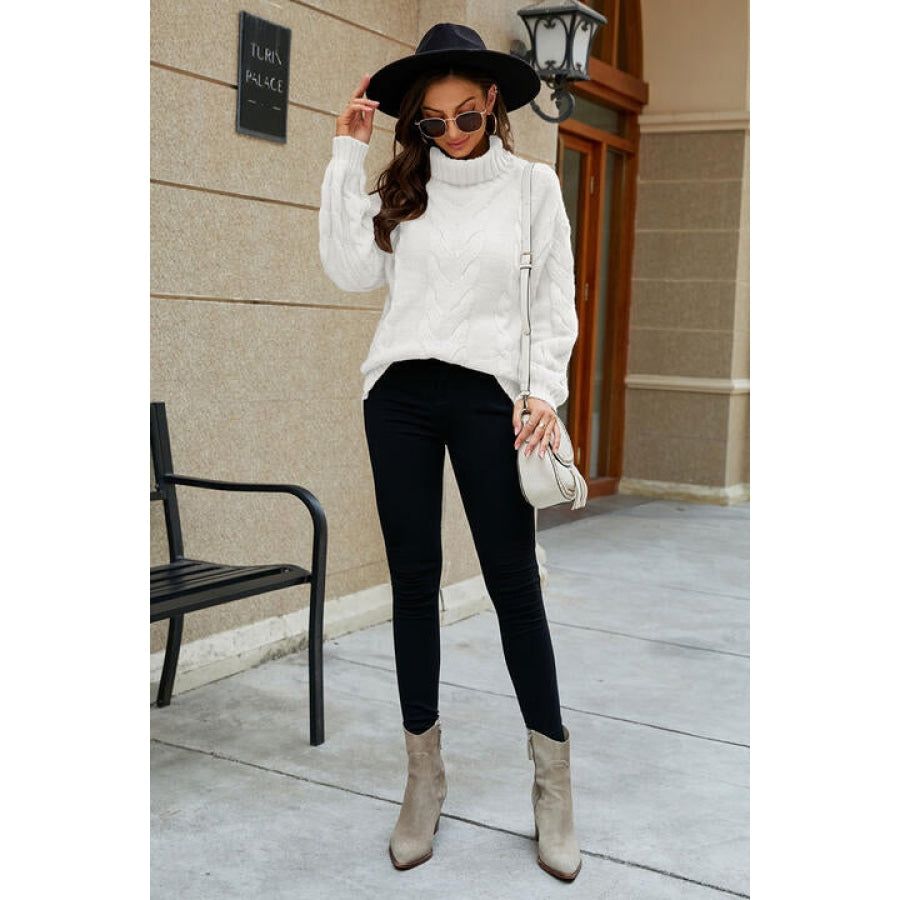 Cable-Knit Turtleneck Sweater Clothing