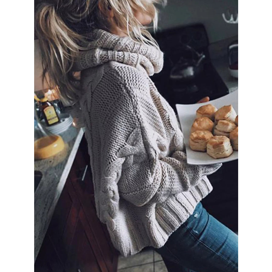 Cable-Knit Turtleneck Sweater Grey / S Apparel and Accessories