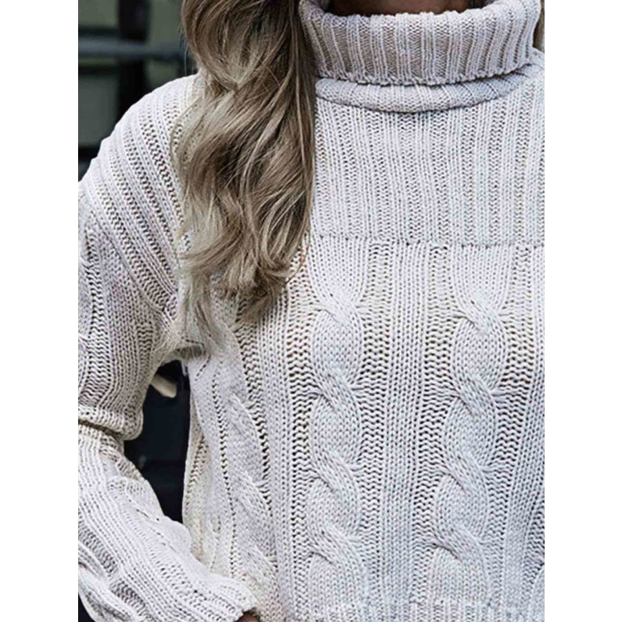 Cable-Knit Turtleneck Sweater