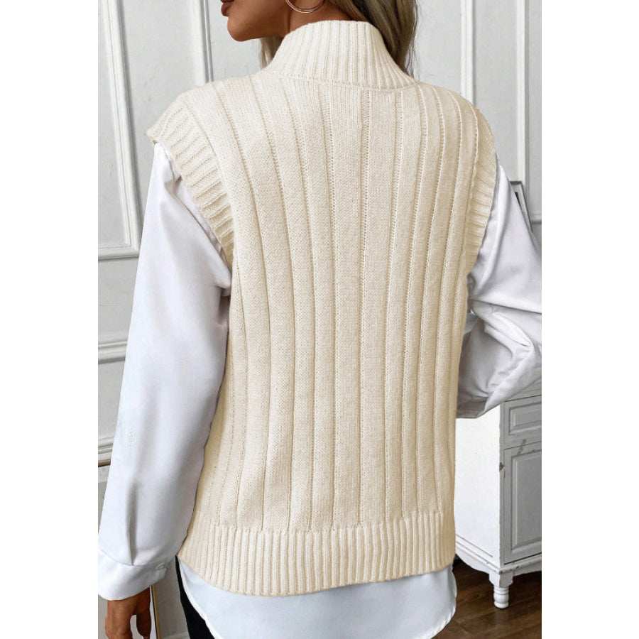 Cable Knit Turtleneck Sweater Vest Apparel and Accessories