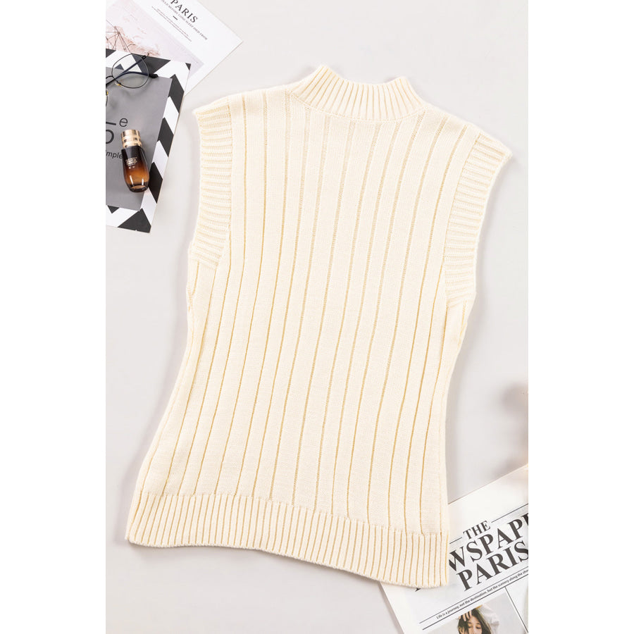 Cable Knit Turtleneck Sweater Vest Apparel and Accessories