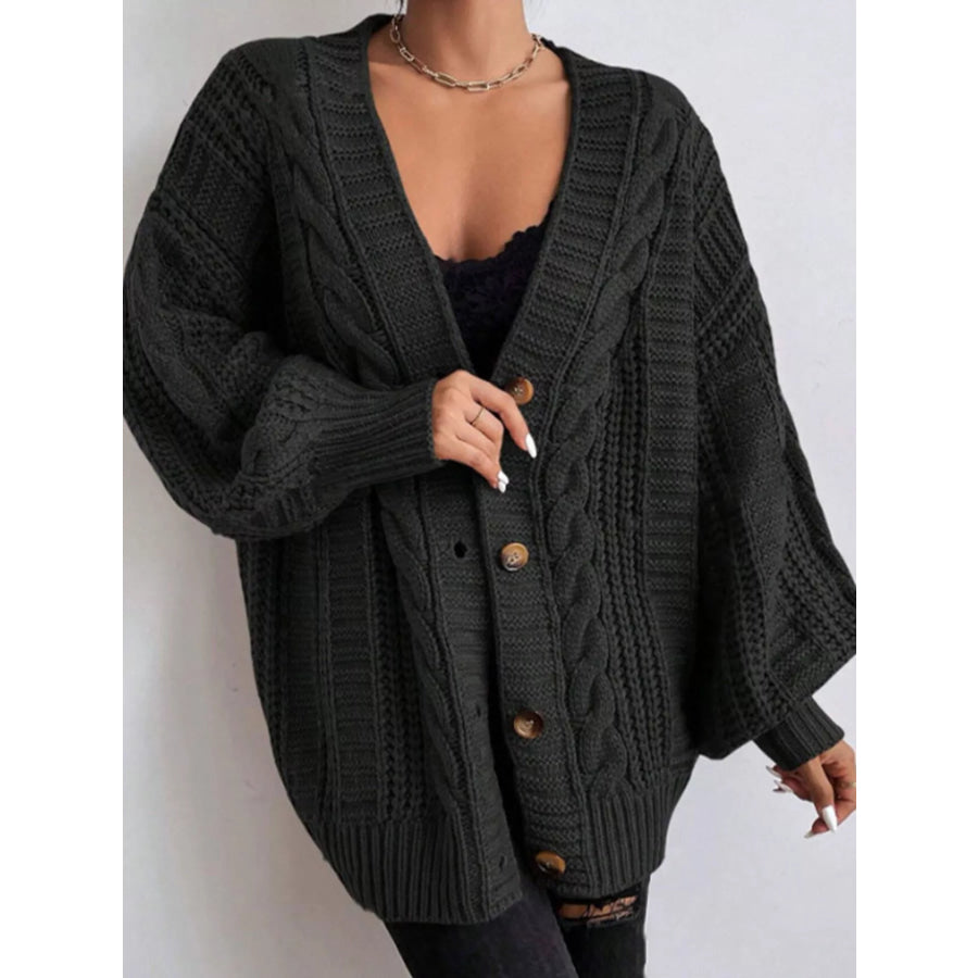 Cable Knit V-Neck Button-Down Cardigan Apparel and Accessories