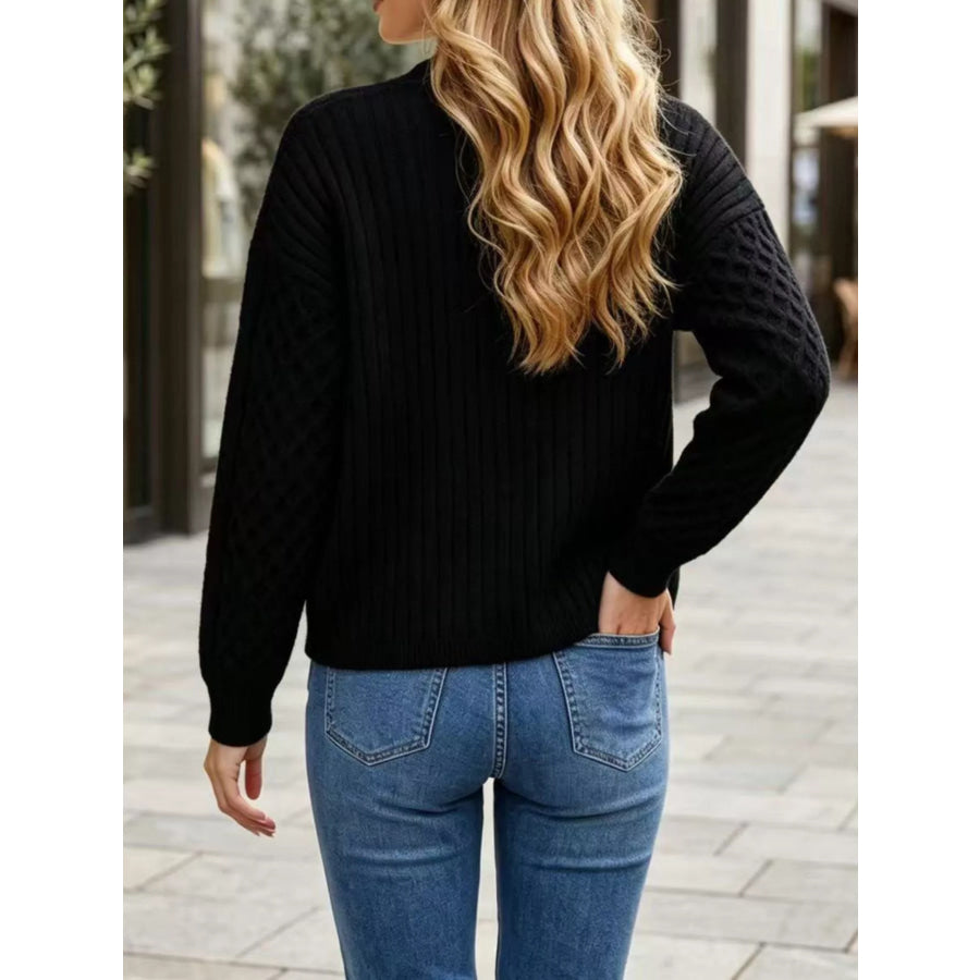 Cable-Knit V-Neck Button-Down Cardigan Apparel and Accessories