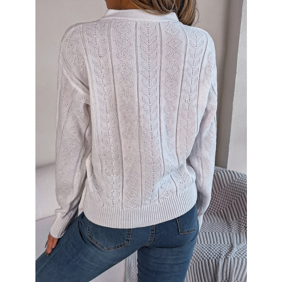 Cable-Knit V-Neck Long Sleeve Sweater Apparel and Accessories