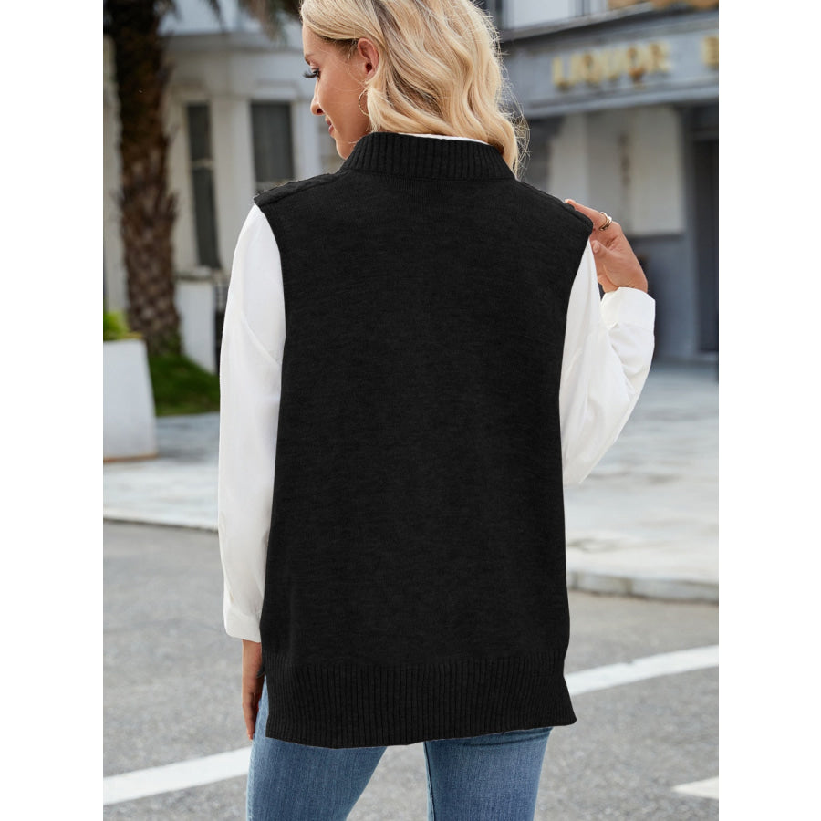 Cable Knit V-Neck Sweater Vest Apparel and Accessories