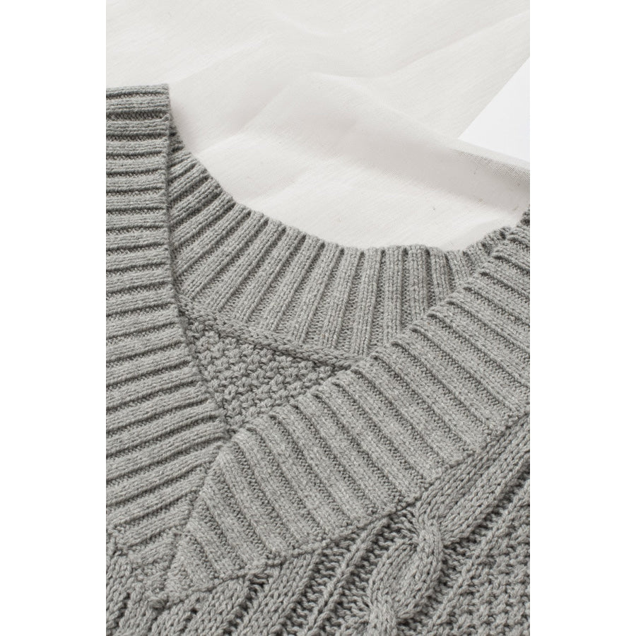 Cable-Knit V-Neck Sweater Vest Apparel and Accessories