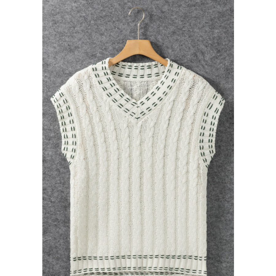 Cable-Knit V-Neck Sweater Vest Apparel and Accessories