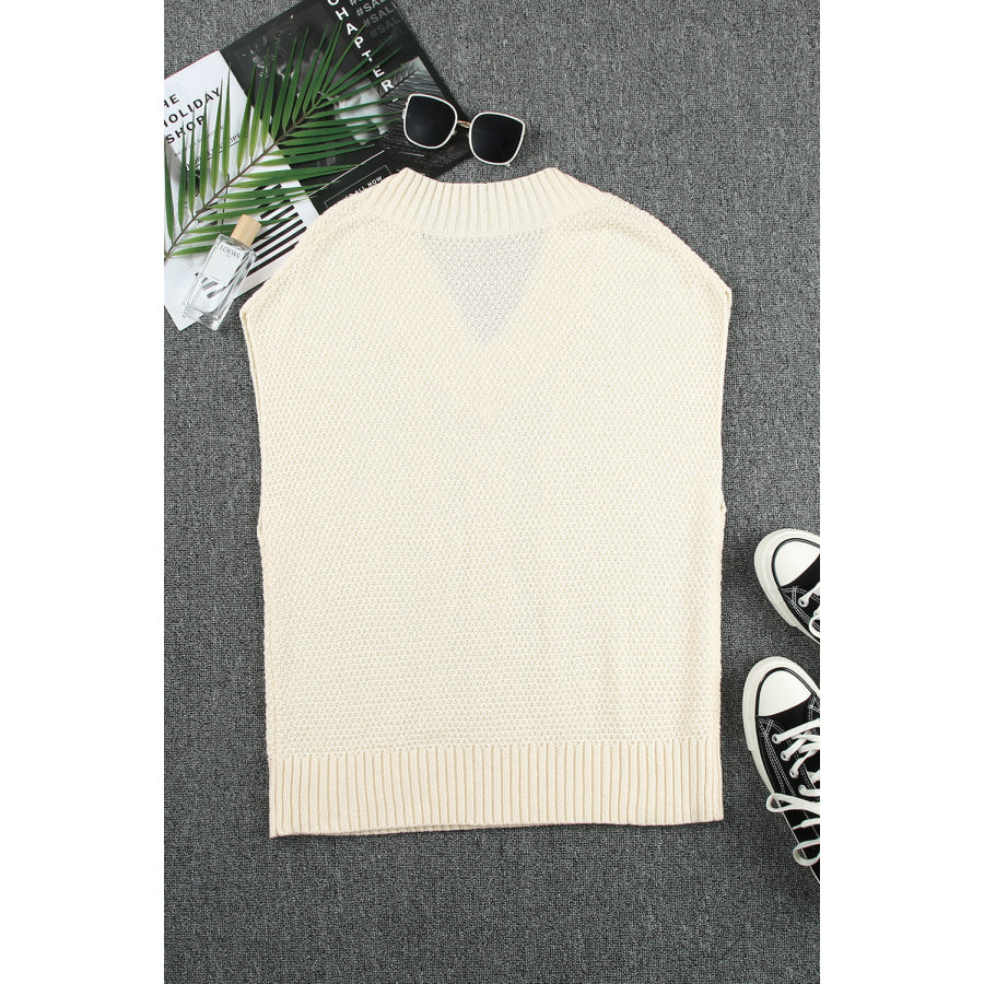 Cable-Knit V-Neck Sweater Vest Apparel and Accessories