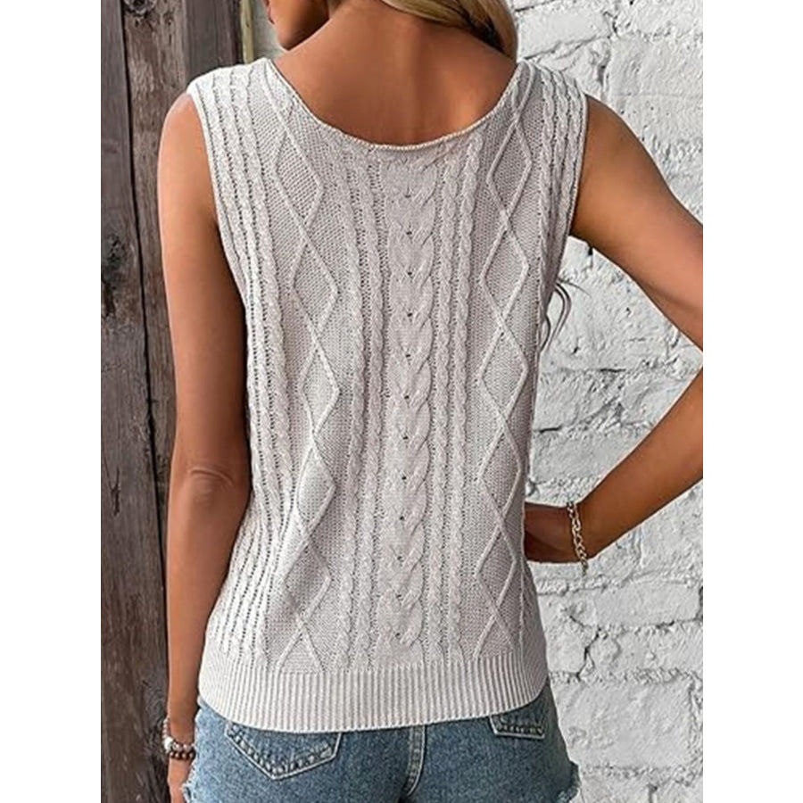 Cable-Knit V-Neck Sweater Vest Apparel and Accessories