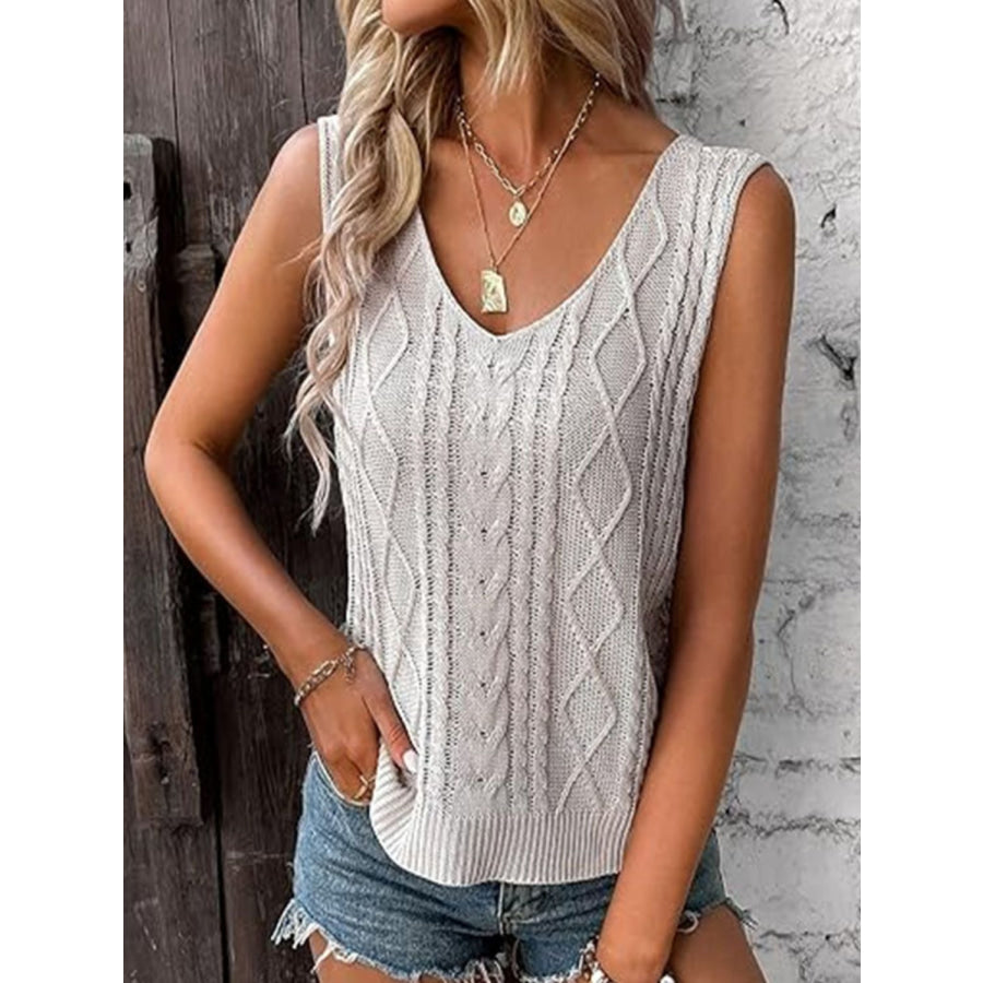 Cable-Knit V-Neck Sweater Vest Apparel and Accessories