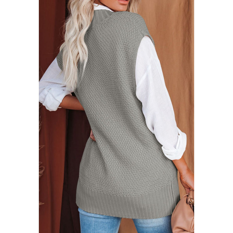 Cable-Knit V-Neck Sweater Vest Apparel and Accessories