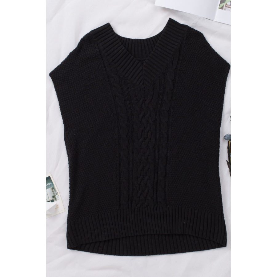 Cable-Knit V-Neck Sweater Vest Apparel and Accessories