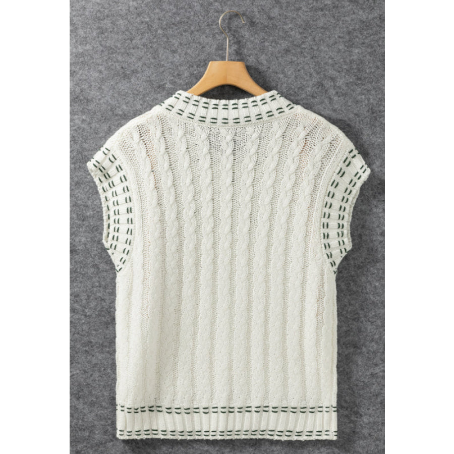 Cable-Knit V-Neck Sweater Vest Apparel and Accessories