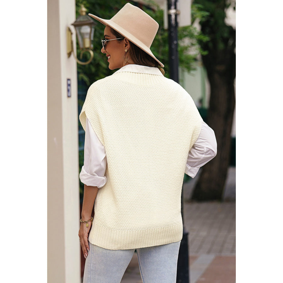 Cable-Knit V-Neck Sweater Vest Apparel and Accessories