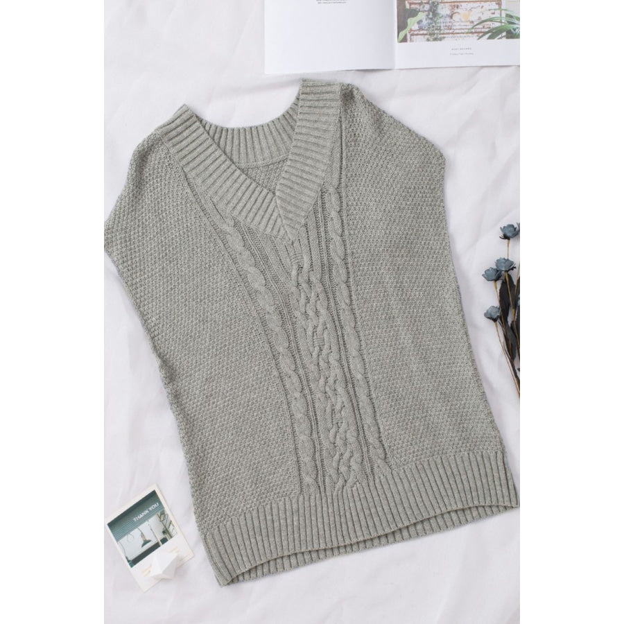 Cable-Knit V-Neck Sweater Vest Apparel and Accessories