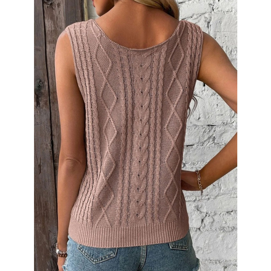 Cable-Knit V-Neck Sweater Vest Dusty Pink / S Apparel and Accessories