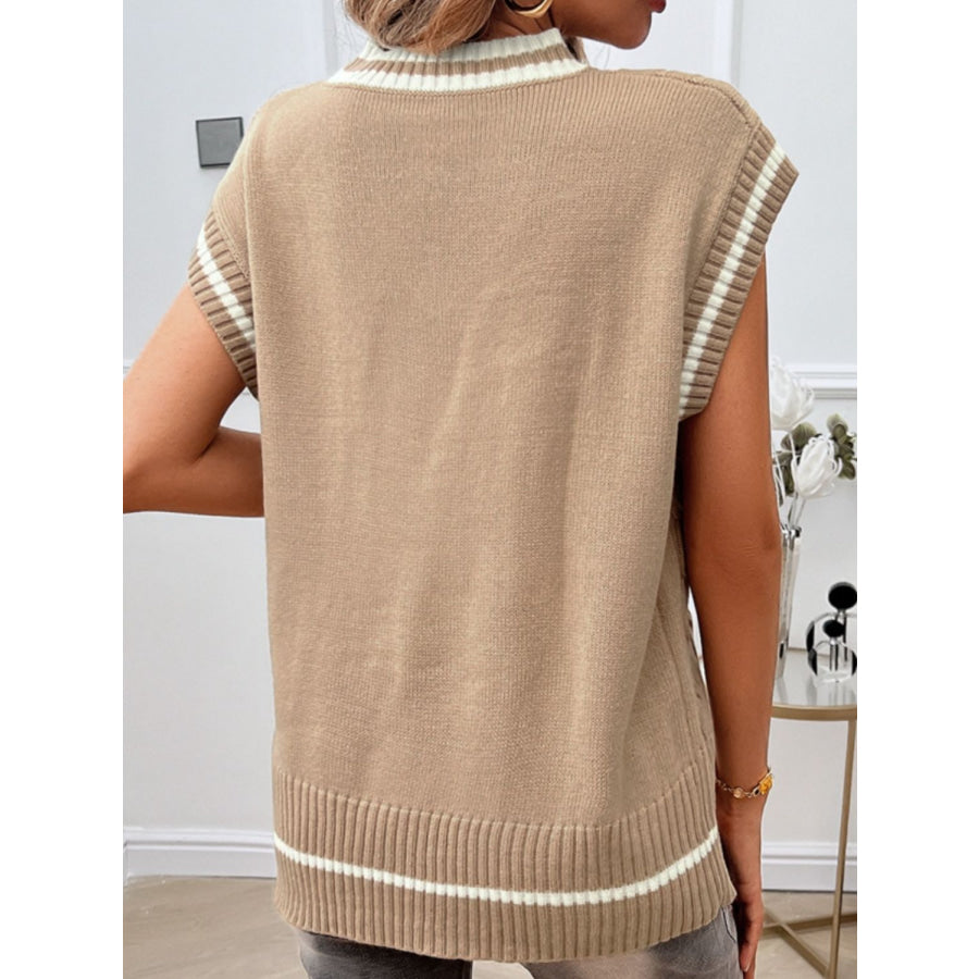 Cable-Knit V-Neck Sweater Vest Tan / S Apparel and Accessories