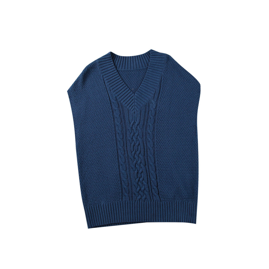 Cable-Knit V-Neck Sweater Vest Apparel and Accessories