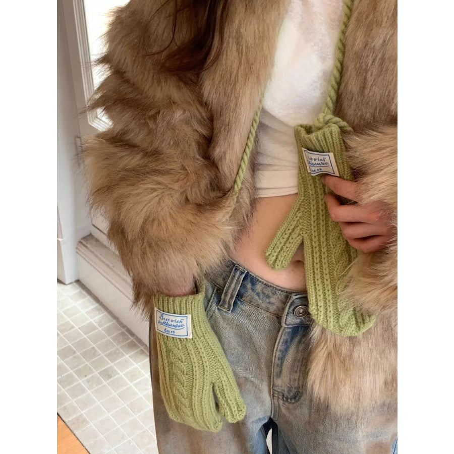 Cable Knit Warm Gloves Apparel and Accessories