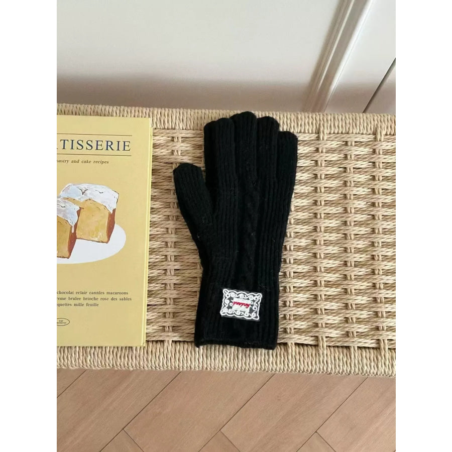 Cable Knit Warm Gloves Black / One Size Apparel and Accessories