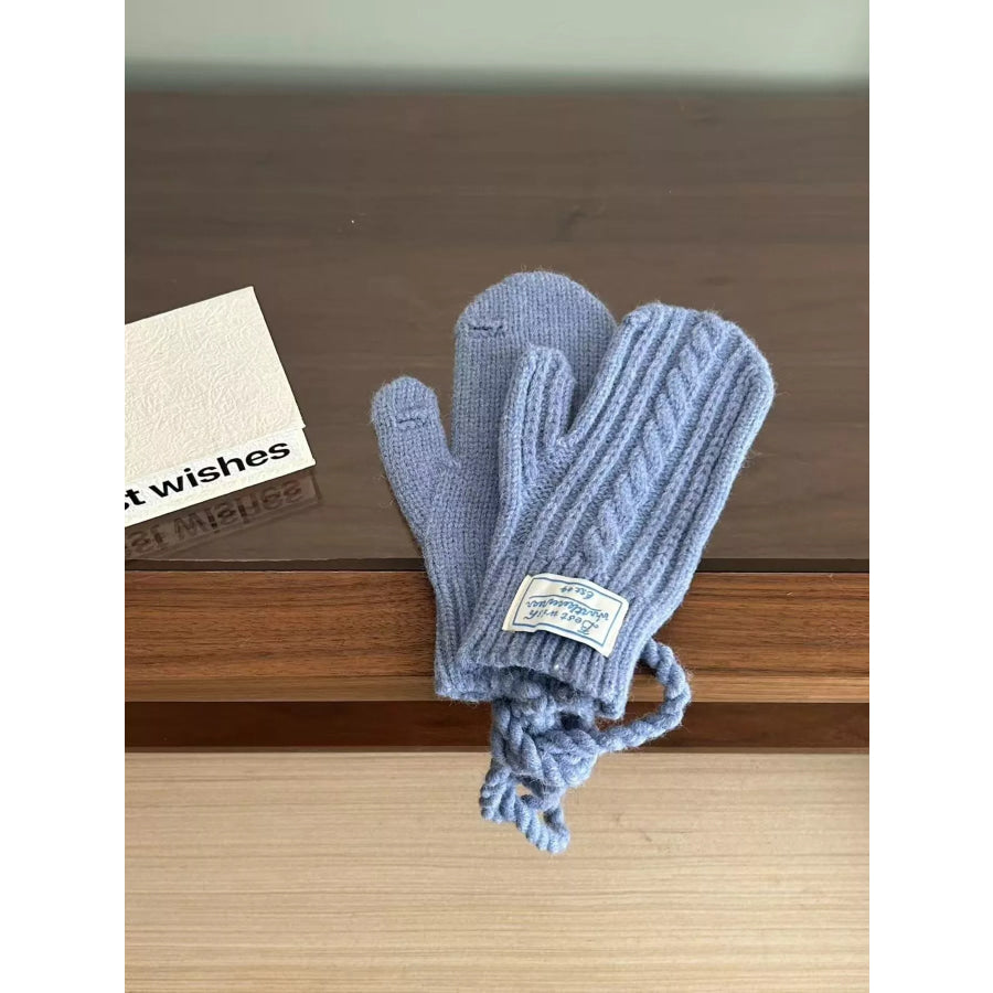 Cable Knit Warm Gloves Blue / One Size Apparel and Accessories