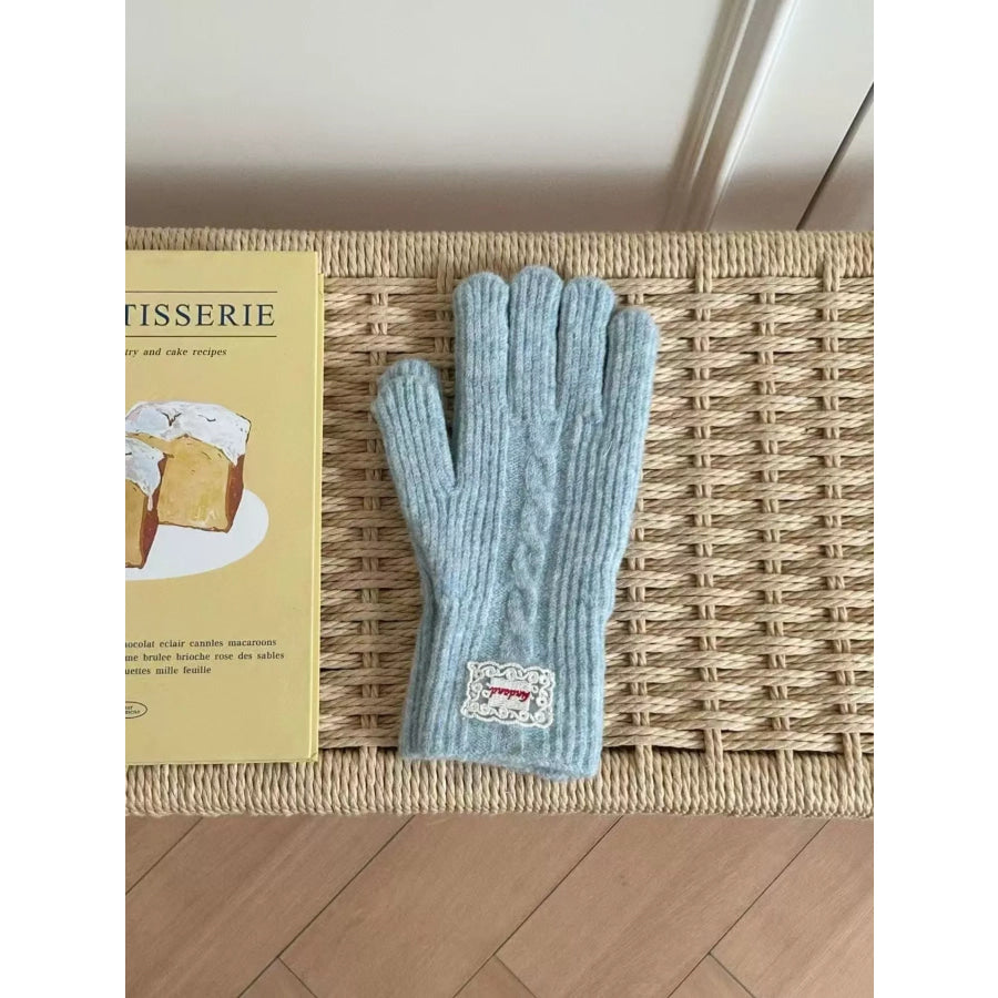Cable Knit Warm Gloves Blue / One Size Apparel and Accessories