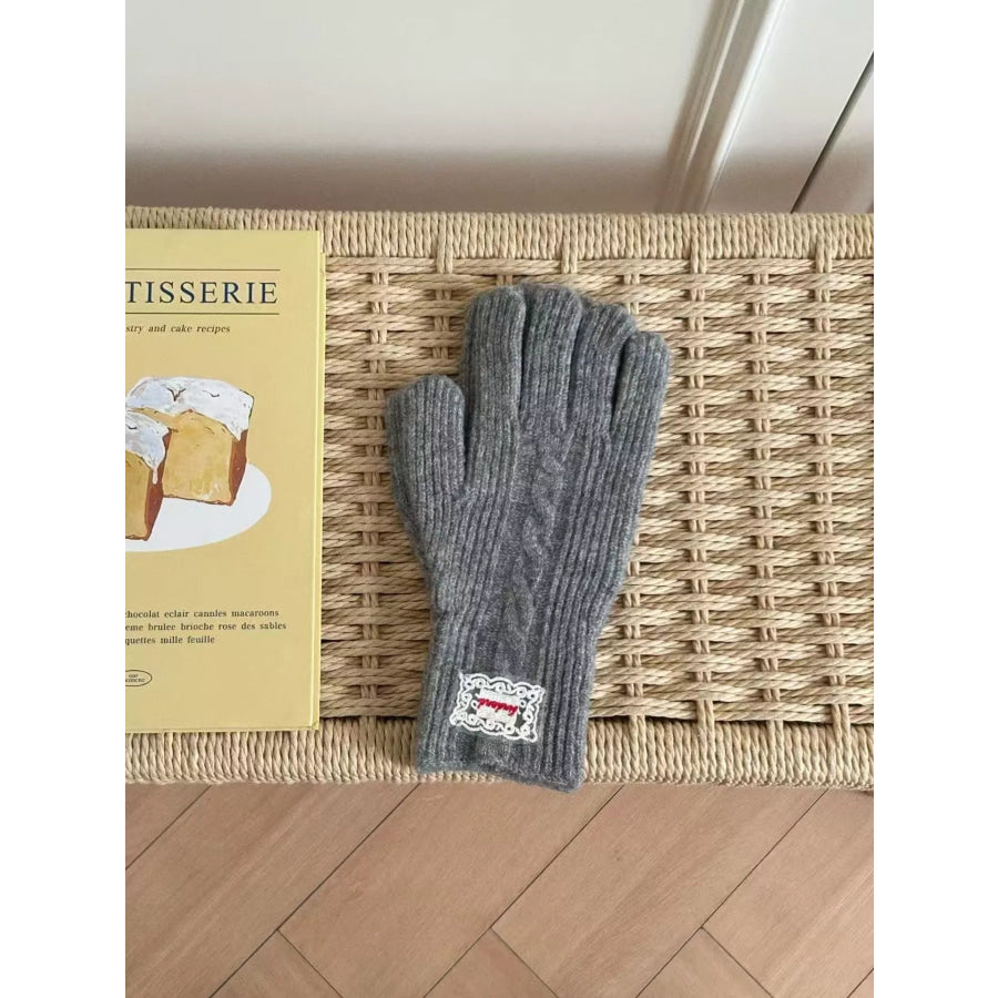 Cable Knit Warm Gloves Gray / One Size Apparel and Accessories