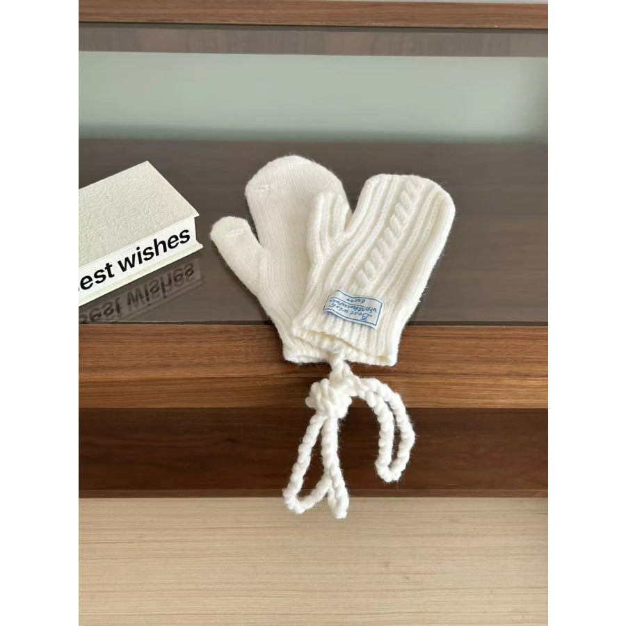 Cable Knit Warm Gloves White / One Size Apparel and Accessories
