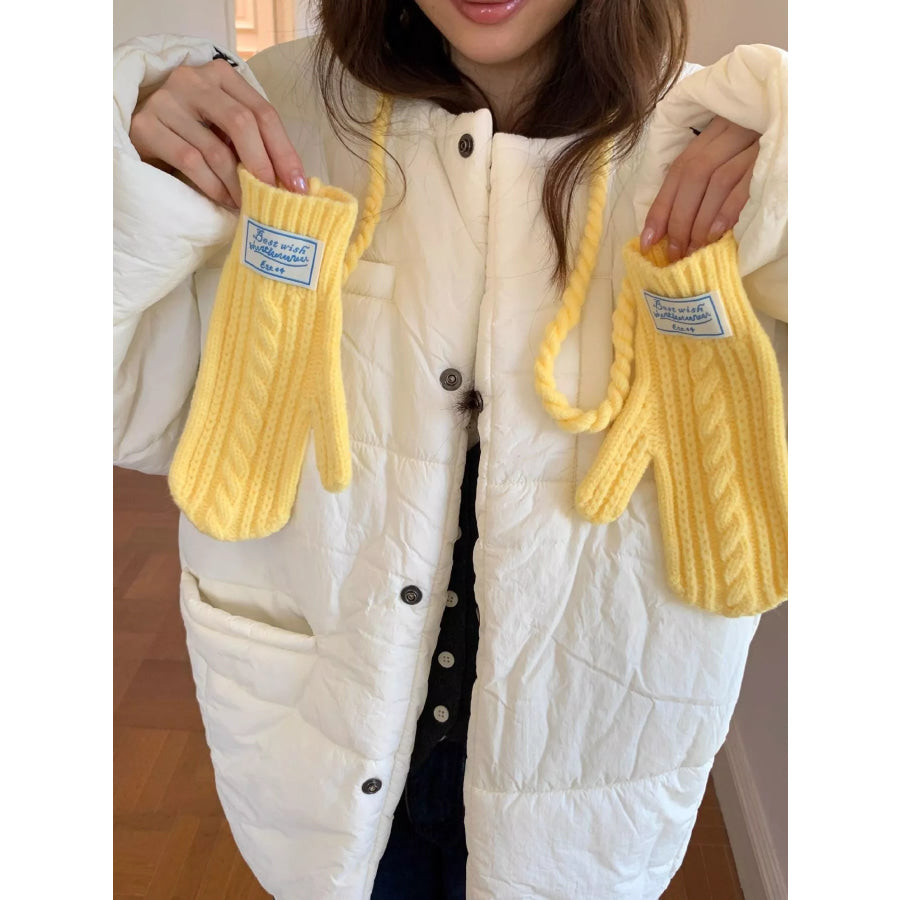 Cable Knit Warm Gloves Yellow / One Size Apparel and Accessories