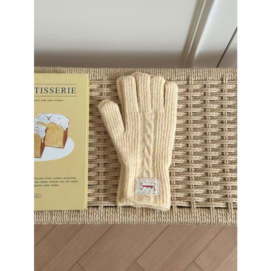 Cable Knit Warm Gloves Yellow / One Size Apparel and Accessories