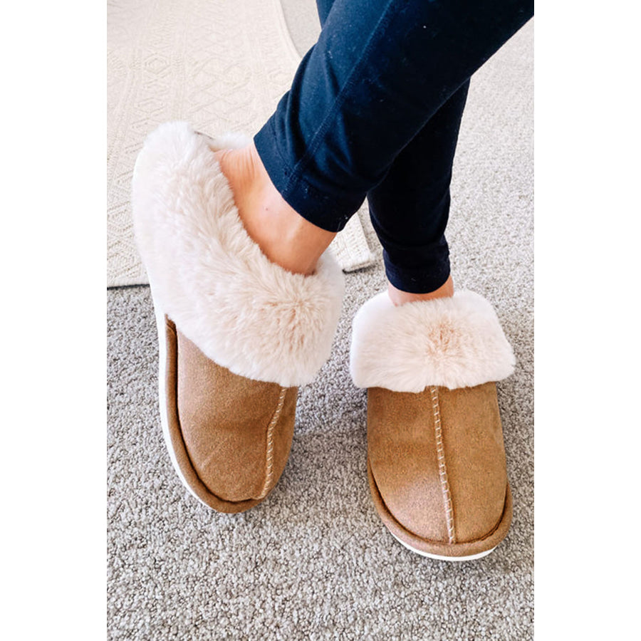 Camel Plush Suede Winter Home Slippers Camel / 37 / 100% Polyester + 100% TPR Shoes &amp; Bags/Slippers