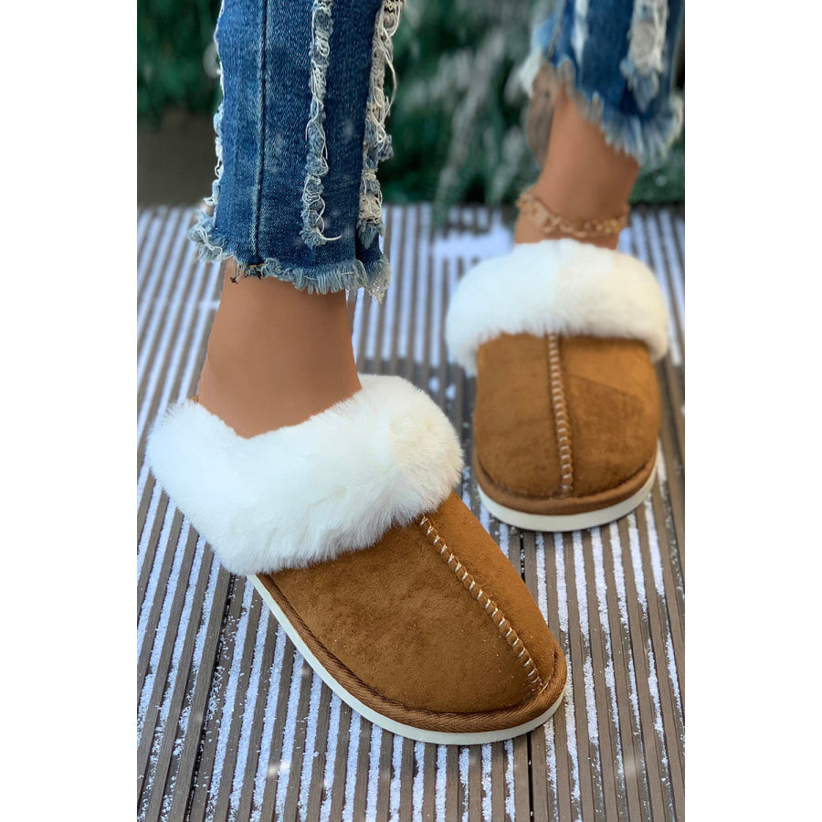 Camel Plush Suede Winter Home Slippers Shoes &amp; Bags/Slippers