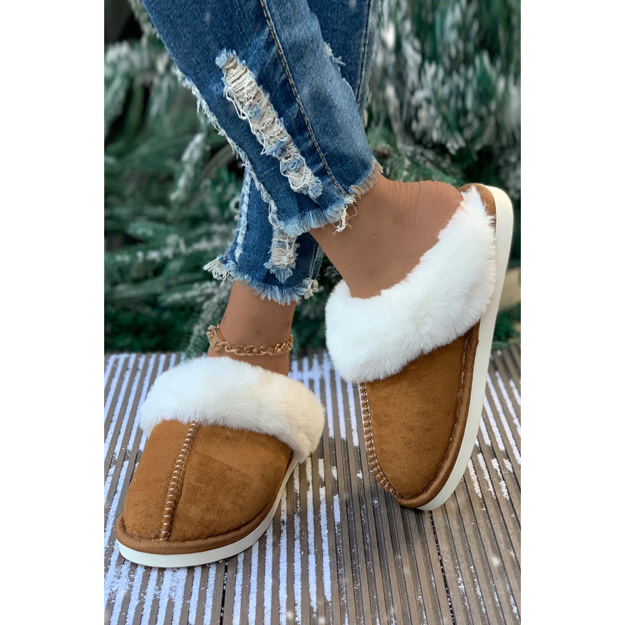 Camel Plush Suede Winter Home Slippers Shoes &amp; Bags/Slippers