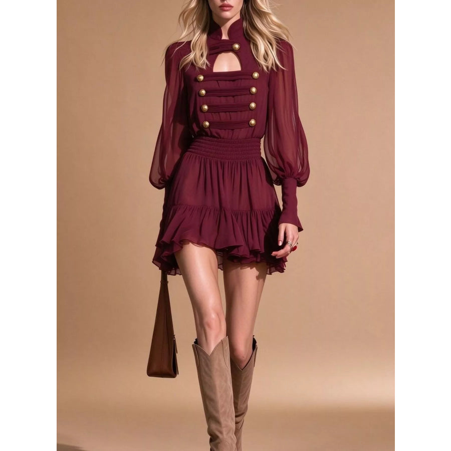 Cami Dress and Chiffon Mini Set Burgundy / S Apparel Accessories