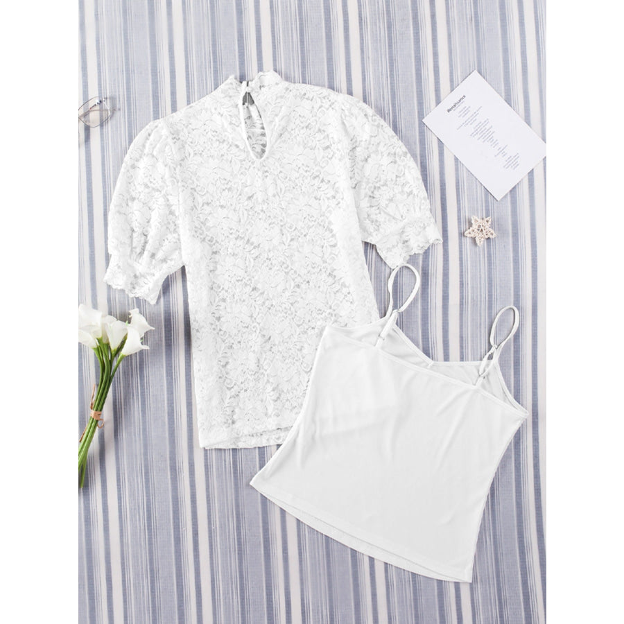 Cami & Lace Short Sleeve Blouse Set Apparel and Accessories