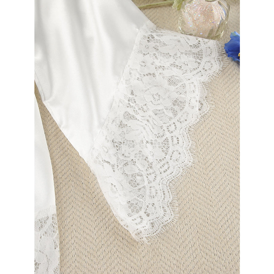 Cami & Lace Trim Cardigan & Shorts Lounge Set Apparel and Accessories