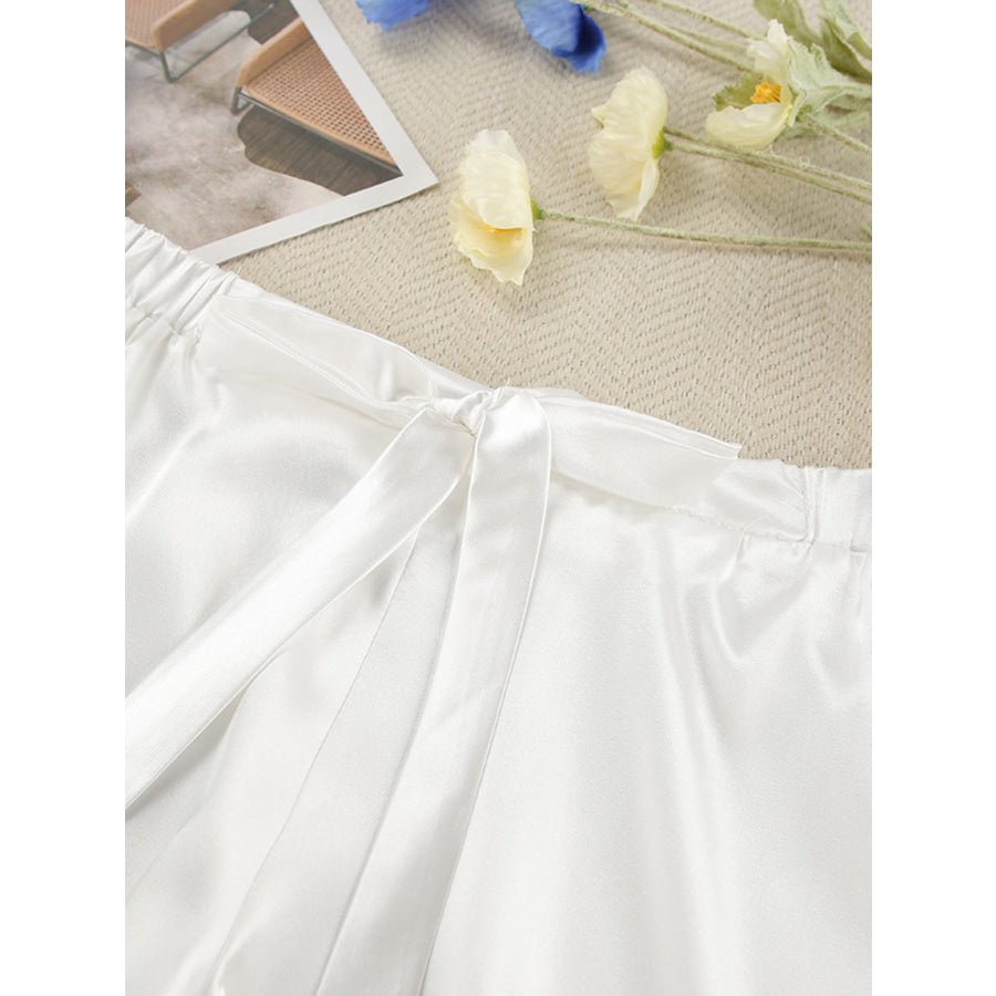 Cami & Lace Trim Cardigan & Shorts Lounge Set Apparel and Accessories