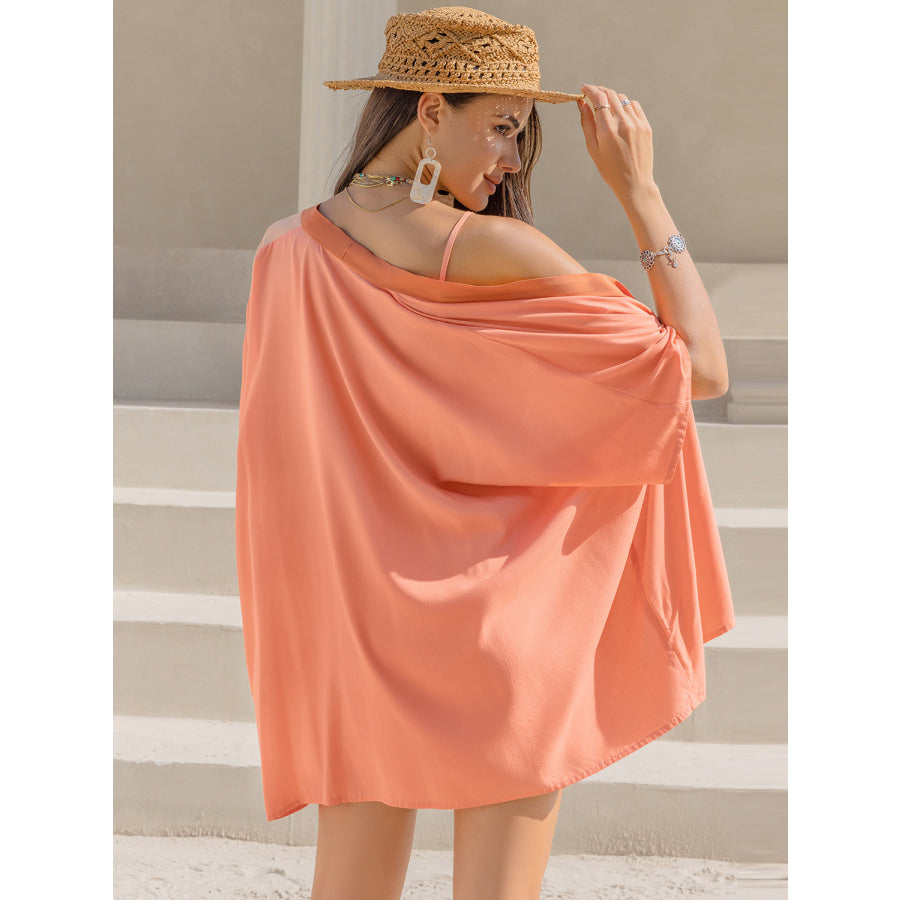Cami Open Front Cover Up and Shorts Set Coral / S Apparel and Accessories