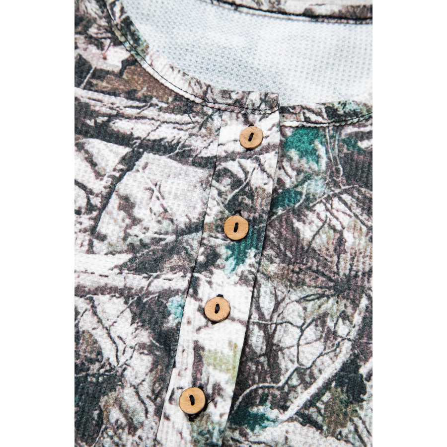 Camo Long Sleeve Top Elastic Waist Shorts Two Piece Set Apparel and Accessories
