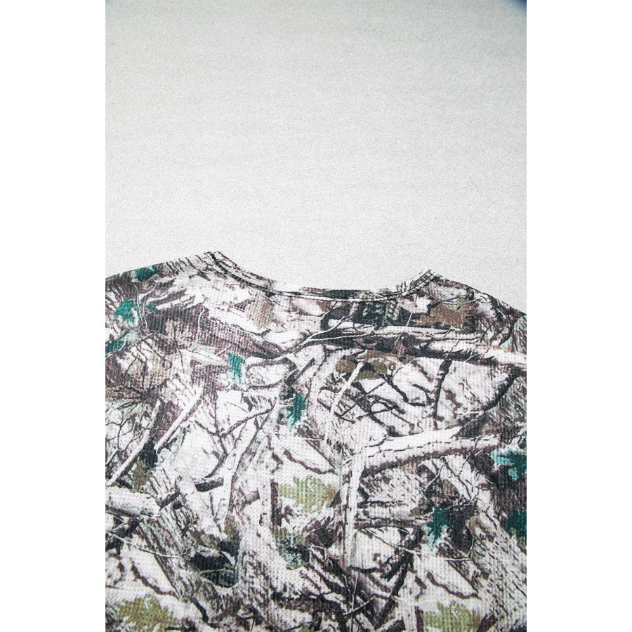 Camo Long Sleeve Top Elastic Waist Shorts Two Piece Set Apparel and Accessories