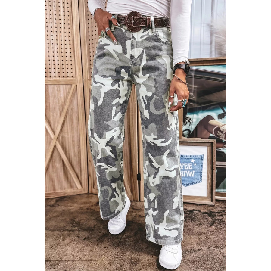 Camo Pattern Cotton Denim Shift Jeans Apparel and Accessories