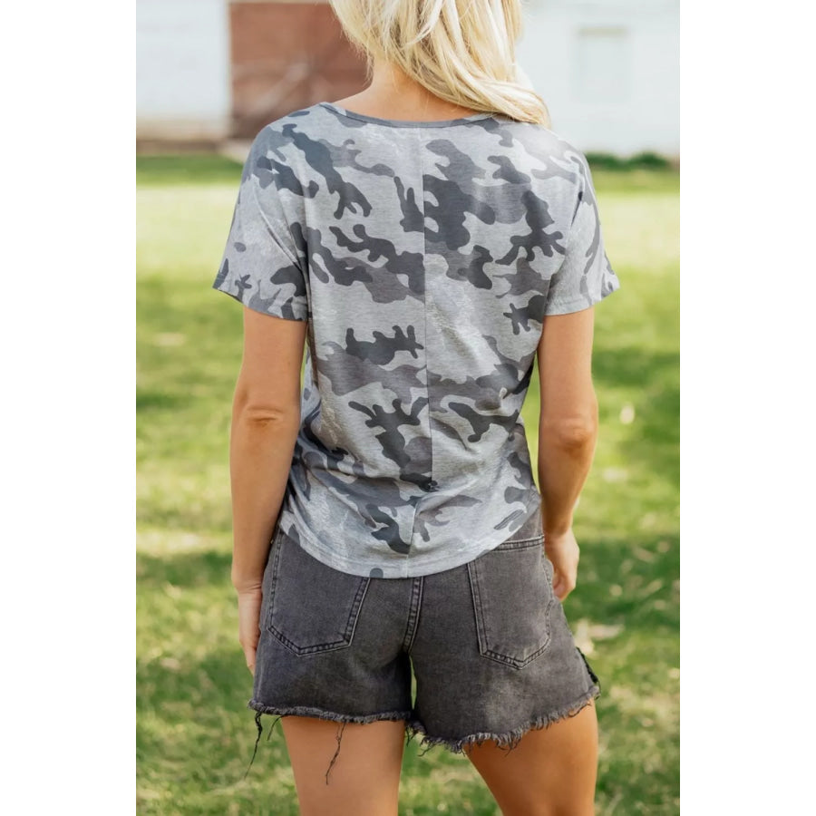 Camo Print Casual T Shirt Apparel and Accessories