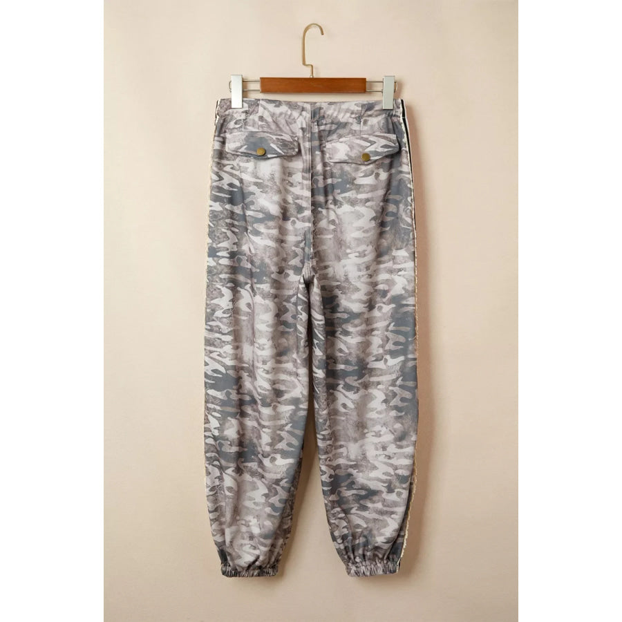 Camo Print Drawstring Waist Joggers Apparel and Accessories