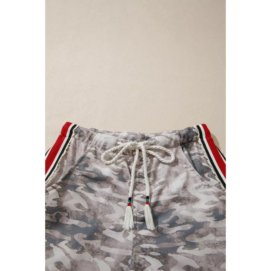 Camo Print Drawstring Waist Joggers Apparel and Accessories