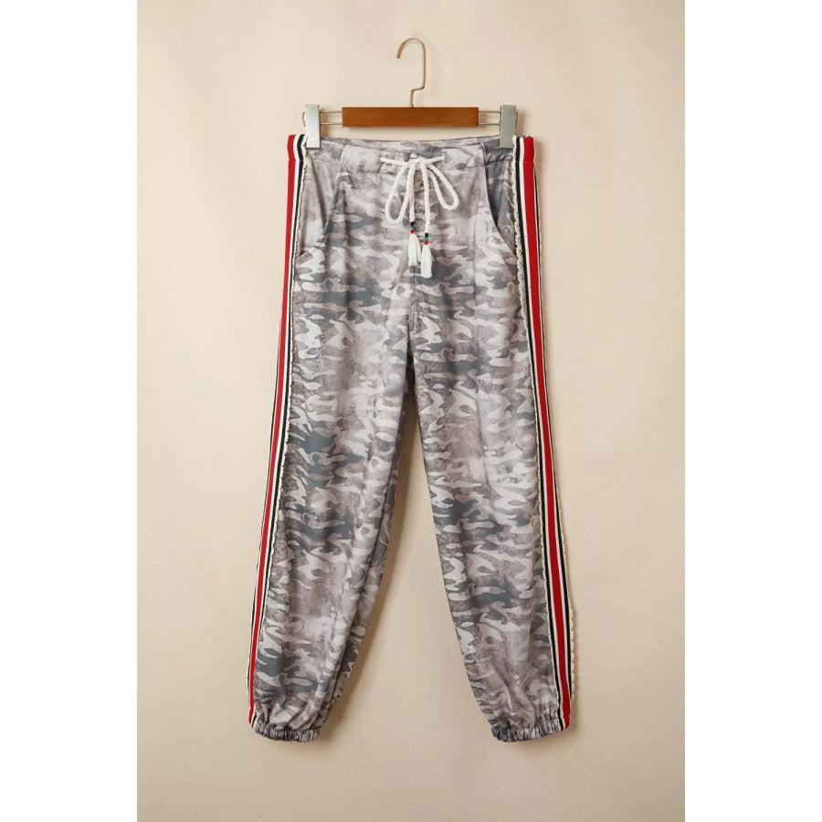 Camo Print Drawstring Waist Joggers Apparel and Accessories
