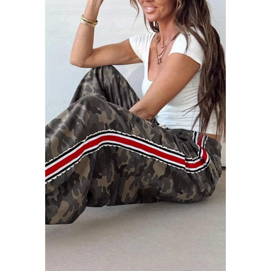 Camo Print Drawstring Waist Joggers Apparel and Accessories